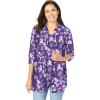 Woman Within Plus Size 2-Piece Shirt and Tank(Purple Watercolor Flower)