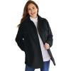 Woman Within Plus Size Berber Shirt Jacket Long Oversized Fuzzy Fleece Shacket(Black)