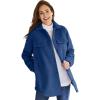 Woman Within Plus Size Berber Shirt Jacket Long Oversized Fuzzy Fleece Shacket(Evening Blue)