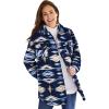 Woman Within Plus Size Berber Shirt Jacket Long Oversized Fuzzy Fleece Shacket(Evening Blue Aztec)