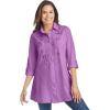 Woman Within Plus Size Button-Front Embroidered Tunic(Pretty Violet Embroidery)