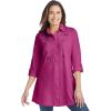 Woman Within Plus Size Button-Front Embroidered Tunic(Raspberry Embroidery)