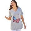 Woman Within Plus Size Cuffed Americana Print Tee(Heather Grey Americana Butterfly)