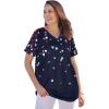 Woman Within Plus Size Cuffed Americana Print Tee(Navy Falling Star)