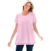 Woman Within Plus Size Lace-Trim Pintucked Tunic(Pink)