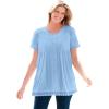 Woman Within Plus Size Lace-Trim Pintucked Tunic(Sky Blue)
