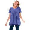 Woman Within Plus Size Lace-Trim Pintucked Tunic(Tulip Purple)