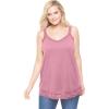 Woman Within Plus Size Lace-Trim V-Neck Tank(Delicate Pink)