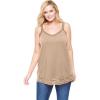 Woman Within Plus Size Lace-Trim V-Neck Tank(New Khaki)