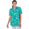 Woman Within Plus Size Notch-Neck Pocket Tee(Seafoam Americana Tie Dye)