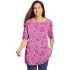 Woman Within Plus Size Printed Perfect Square-Neck Tee(Peony Petal Paisley)
