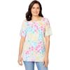 Woman Within Plus Size Printed Perfect Square-Neck Tee(White Multi Floral)