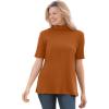 Woman Within Plus Size Ribbed Short Sleeve Turtleneck(Antique Copper)