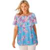 Woman Within Plus Size Ruffle Tee(French Blue Mixed Bouquet)