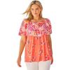 Woman Within Plus Size Ruffle Tee(Sweet Coral Mixed Bouquet)
