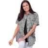 Woman Within Plus Size Short-Sleeve Cotton Campshirt(Black Paisley Ditsy)