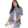 Woman Within Plus Size Short-Sleeve Cotton Campshirt(Navy Paisley Ditsy)
