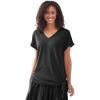 Woman Within Plus Size Side Tie Knit Tee(Black)