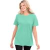 Woman Within Plus Size Waffle Thermal Satin Trim Tee(Pale Seafoam)