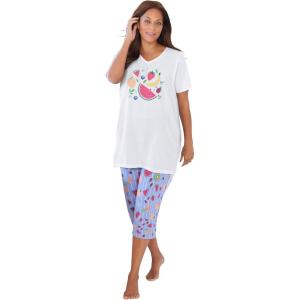 Dreams & Co. Plus Size 2-Piece Capri PJ Set(Multi Fruit)