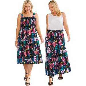 Woman Within Plus Size Convertible Dress to Skirt(Black Multi Floral)