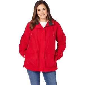 Woman Within Plus Size Fleece-Lined Taslon Jacket(Classic Red)