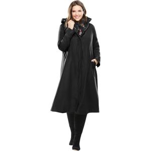 Woman Within Plus Size Long A-Line Raincoat(Black)