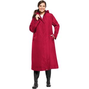 Woman Within Plus Size Long A-Line Raincoat(Classic Red)
