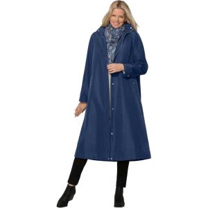 Woman Within Plus Size Long A-Line Raincoat(Navy)