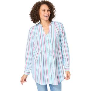 Woman Within Plus Size Perfect Pintuck Tunic(Multi Stripe)