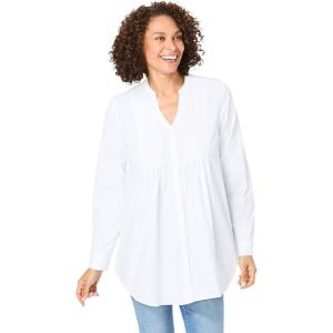 Woman Within Plus Size Perfect Pintuck Tunic(White)