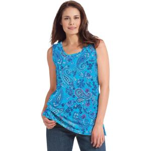 Woman Within Plus Size Perfect Printed Scoopneck Tank(Pretty Turquoise Paisley)