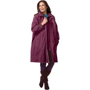 Woman Within Plus Size Twill Hooded Stadium Jacket(Deep Claret)