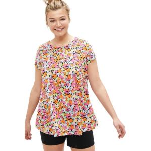 ellos Plus Size Trapeze Knit Tee(Black Multi Floral)