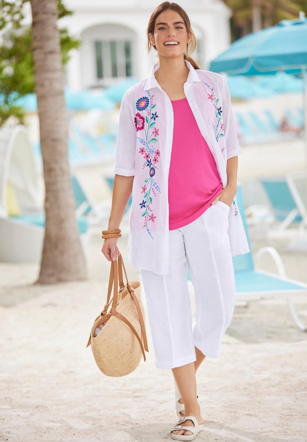 imageWoman Within Plus Size Boardwalk CapriWhite