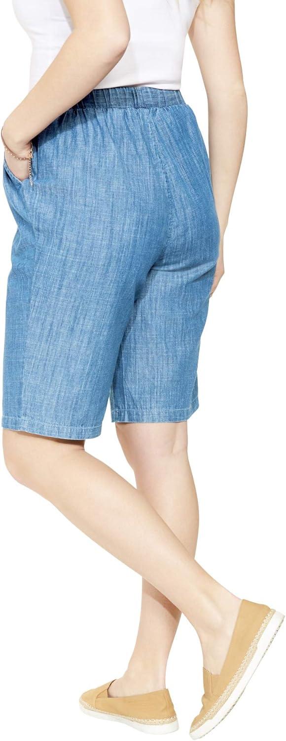 imageWoman Within Plus Size Drawstring Denim ShortLight Wash