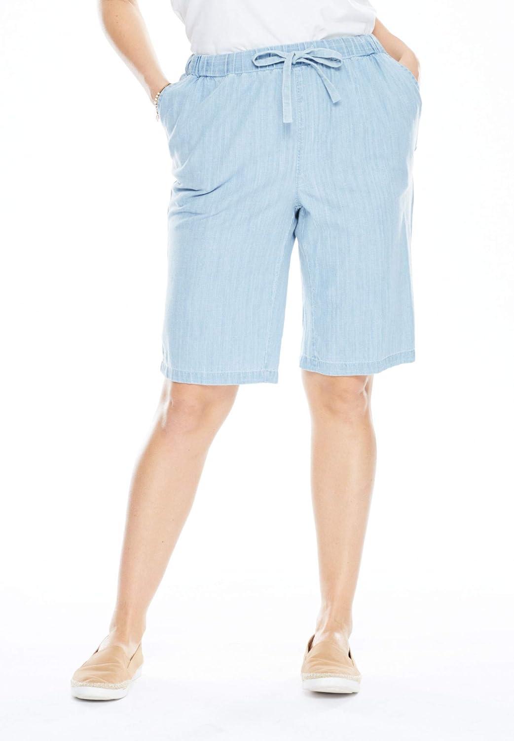 imageWoman Within Plus Size Drawstring Denim ShortStonewash