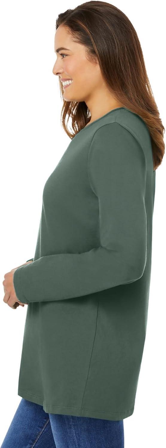 imageWoman Within Plus Size Perfect LongSleeve Crewneck Tee Petite AvailablePine