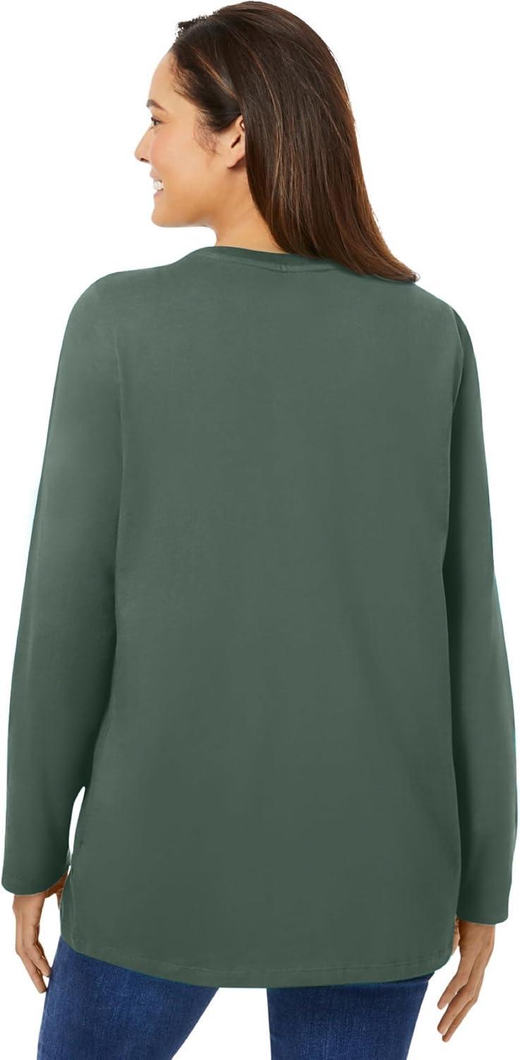 imageWoman Within Plus Size Perfect LongSleeve Crewneck Tee Petite AvailablePine