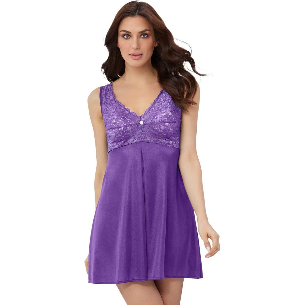 imageAmoureuse Plus Size Babydoll GownPlum Burst