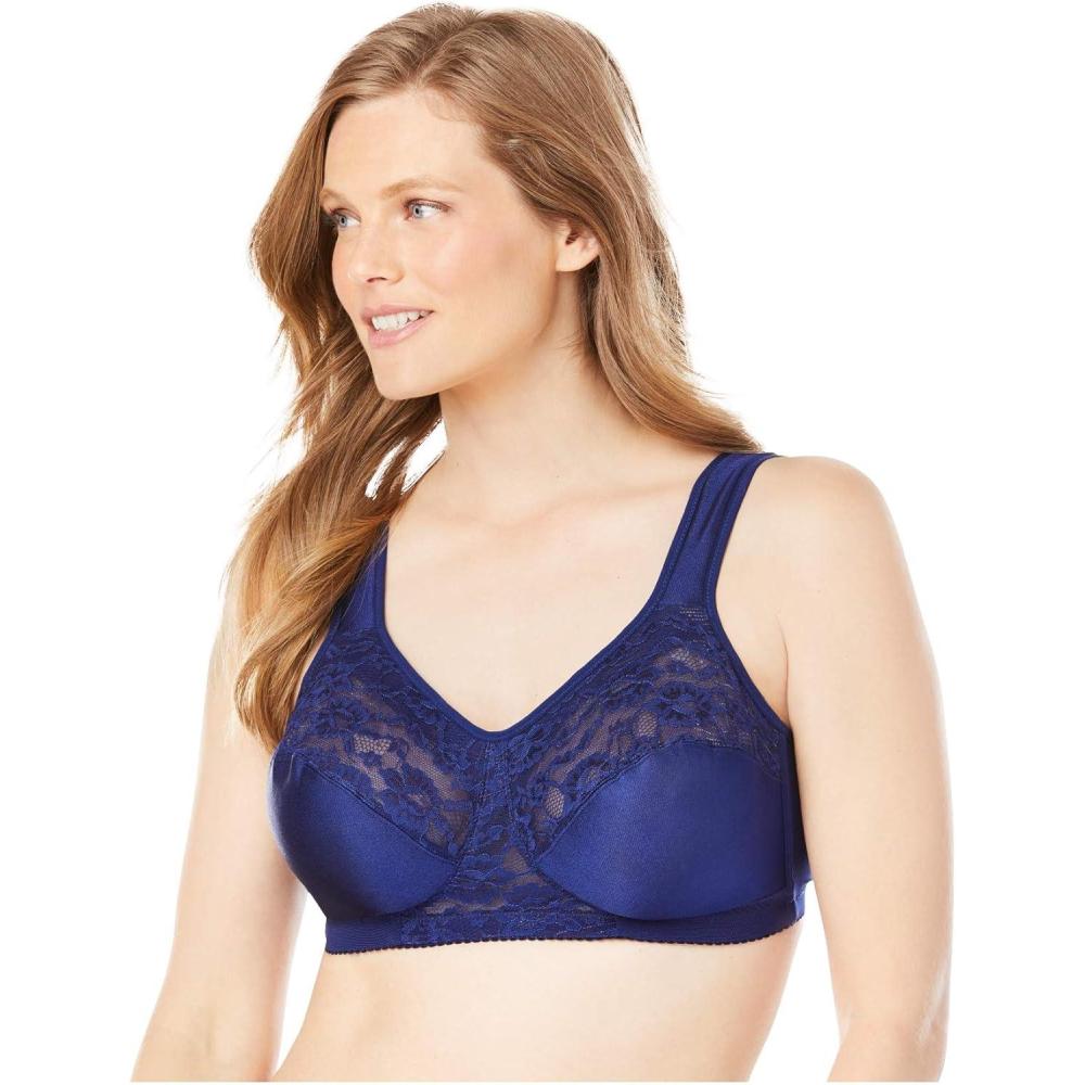 imageComfort Choice Womens Plus Size Easy Enhancer Wireless BraEvening Blue