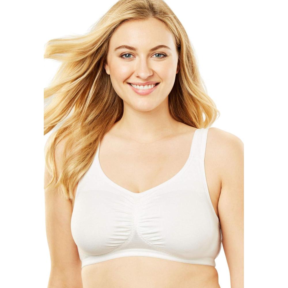 imageComfort Choice Womens Plus Size Wireless Leisure BraWhite