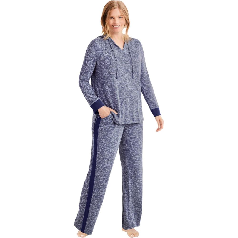 imageDreams ampamp Co Plus Size Hooded Marled Jersey TopEvening Blue Marled