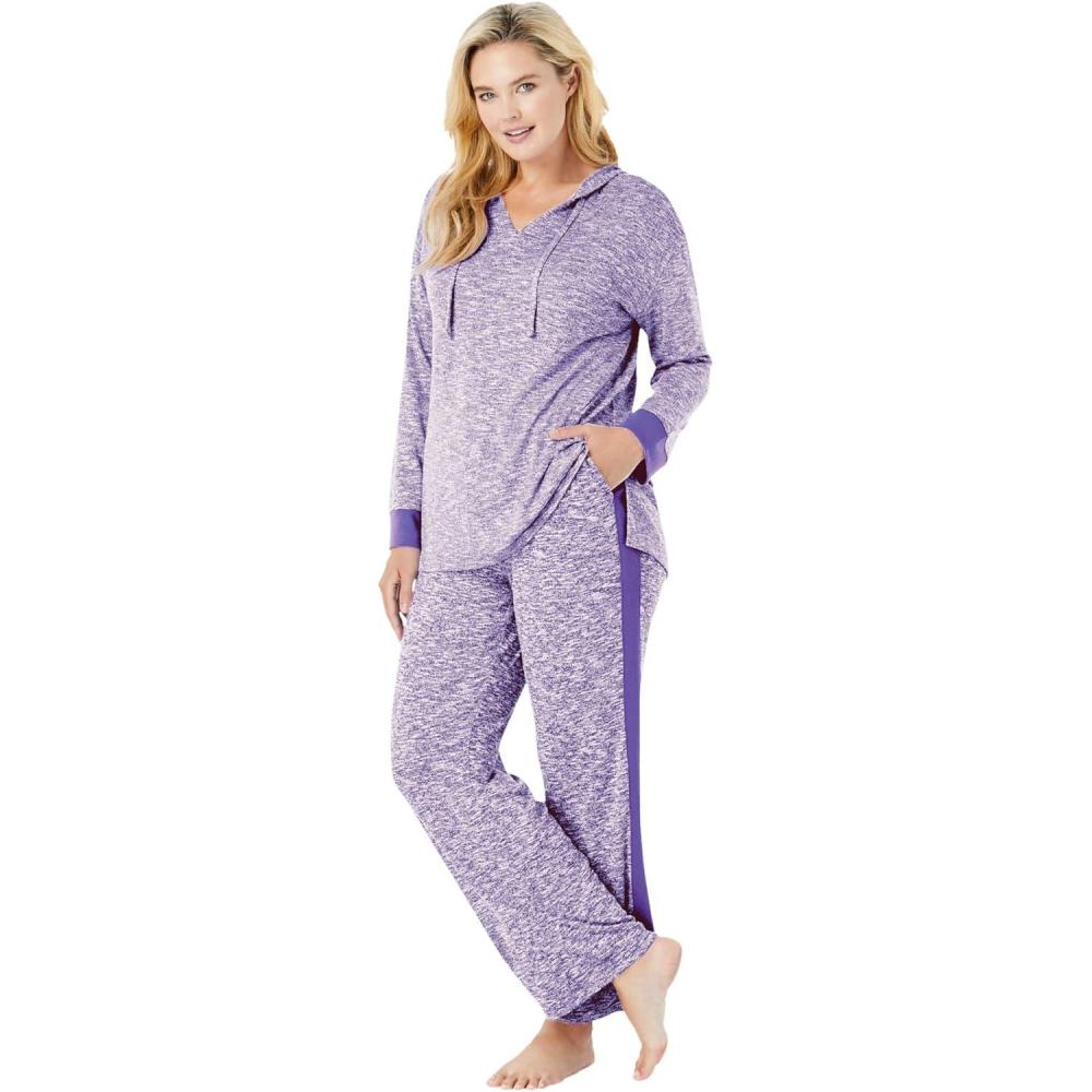 imageDreams ampamp Co Plus Size Hooded Marled Jersey TopPlum Burst Marled