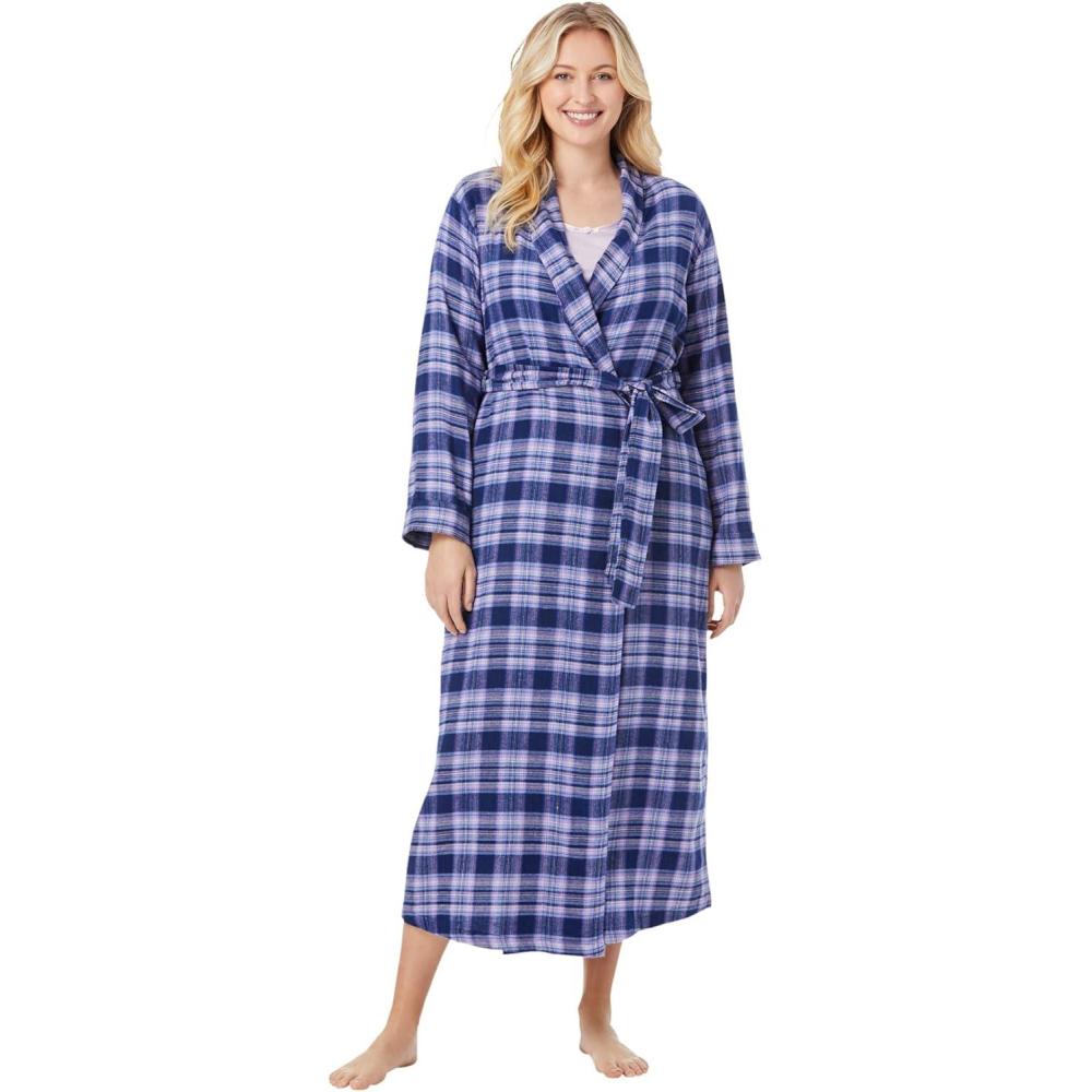 imageDreams ampamp Co Plus Size Long Flannel RobeEvening Blue Plaid