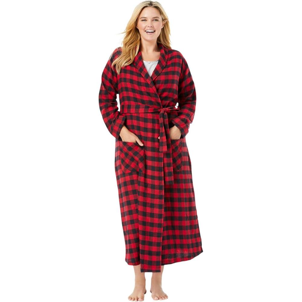 imageDreams ampamp Co Plus Size Long Flannel RobeRed Buffalo Check