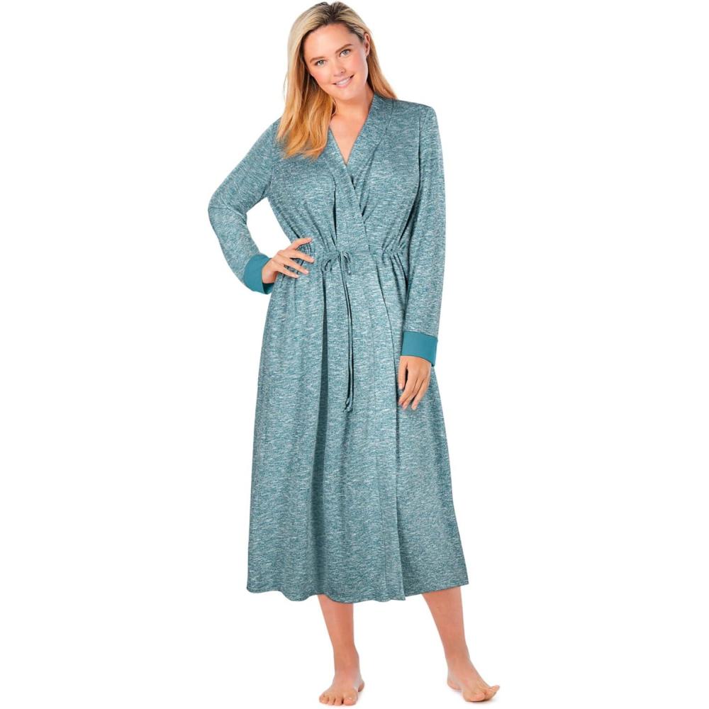 imageDreams ampamp Co Plus Size Marled Long Duster RobeDeep Teal Marled