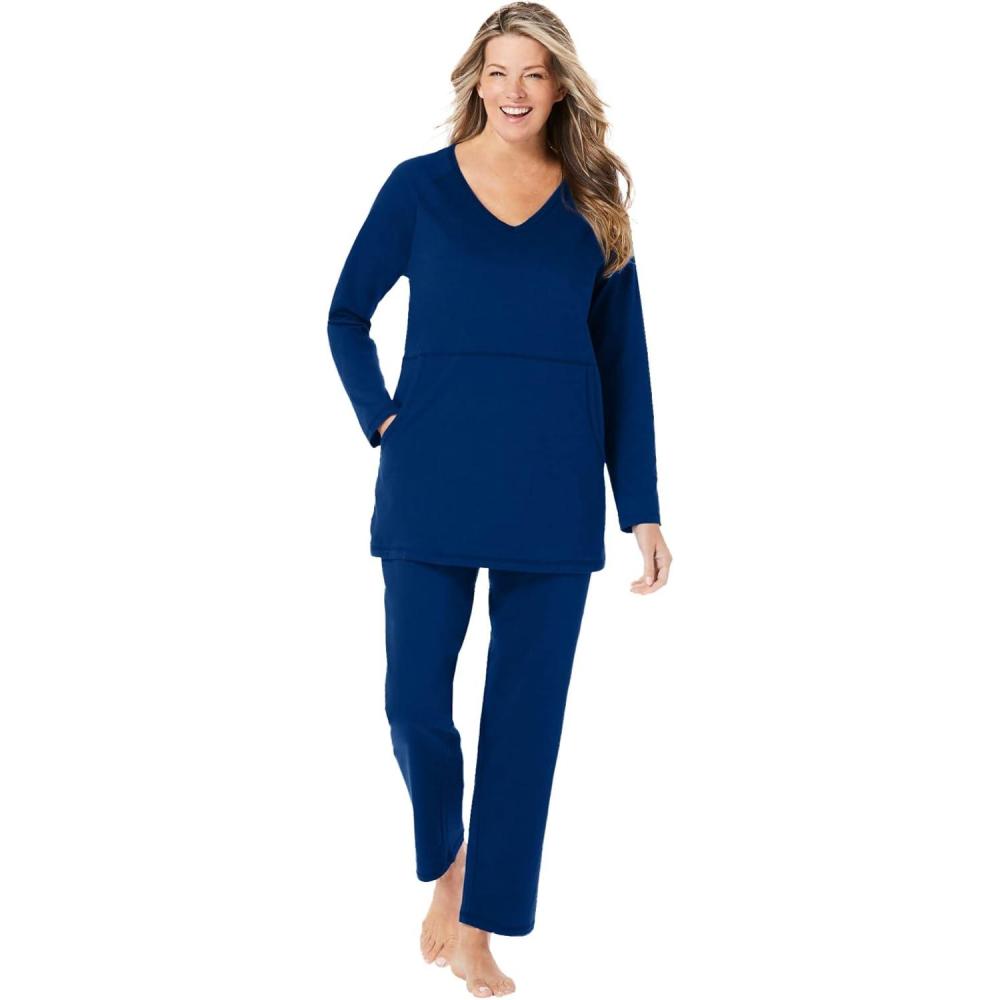 imageDreams ampamp Co Plus Size Petite 2Piece Lounge SetEvening Blue
