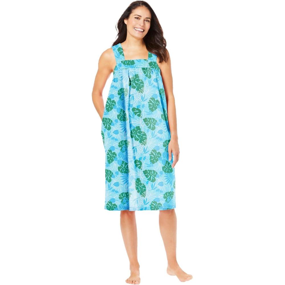 imageDreams ampamp Co Plus Size Print Sleeveless Square Neck LoungerParadise Blue Palm