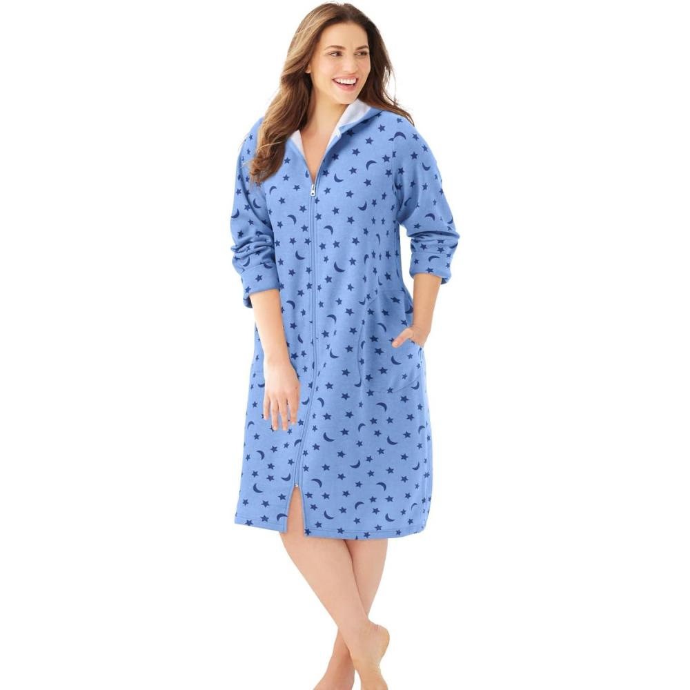 imageDreams ampamp Co Plus Size Short Hooded Sweatshirt RobeFrench Blue Star Moon